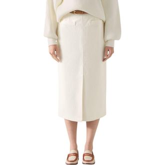 L.k. Bennett Sibyl Corduroy Midi Skirt in Cream at Nordstrom Rack, Size 6 Us / 10 Uk