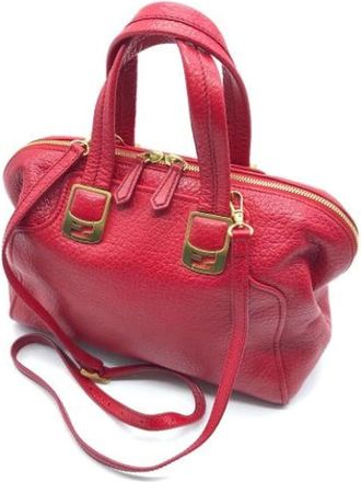 Fendi Pre-owned Handbags, female, Red, Size: ONE SIZE Pre-owned Vintage Leather Handbag