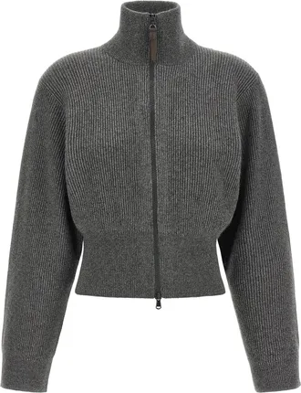 Brunello Cucinelli Gray Cashmere Womens Cardigan