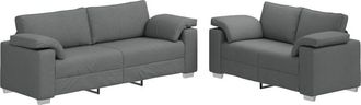 vidaXL Vidaxl - Juego De Sof&aacute; 2 Pcs Gris Oscuro 219 X 77 X 82 Cm Tela