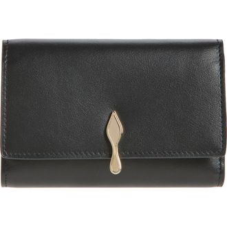 Christian Louboutin Bettina Leather Cardholder in Black/Gold at Nordstrom