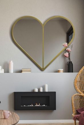 MirrorOutlet Gold Metal Framed Heart Shaped Wall Mirror (80CM X 80CM) | Size: 1 Pack