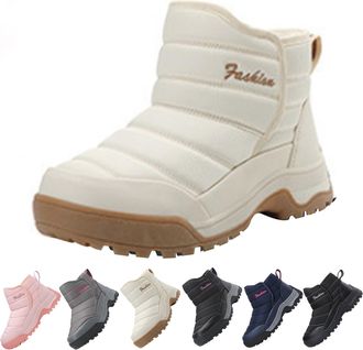 Generic Winter Shoes for Women Slip On Boots Warm Faux Fur Lined Snow Boots Plush Thick Thermal Platform Ankle Booties Outdoor Non-Slip Waterproof Comfortable
