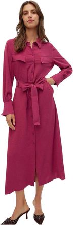 Vero Moda Olla midi-shirtjurk met kraag voor dames (Rode pruim)