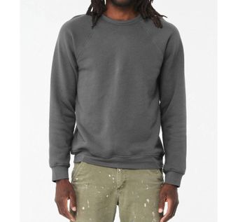 Bella + Canvas Unisex Sponge Fleece Raglan Crewneck Sweatshirt In Asphalt