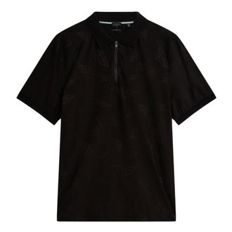 Ted Baker Neyack Feather Jacquard Zip Zwarte Poloshirt