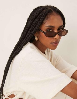 Lu Goldie Lola - Occhiali da sole ovali slim color caff&egrave;-Marrone