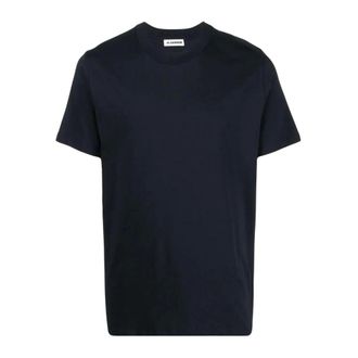 Jil Sander Tops, Heren, Blauw, S, Katoen, T-shirt met ronde hals en korte mouwen