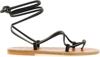 K.Jacques Bikini Wrap Sandal - Dames - Sandalen - Zwart - 39 EU - Leer - Schoenen