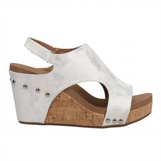 Corkys Footwear Womens Tiffanee Wedge Sandals In White Metallic
