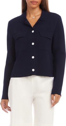 Karen Kane Collared Sweater Jacket in Navy at Nordstrom, Size X-Small