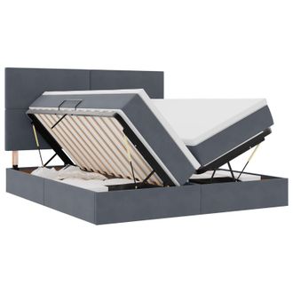 vidaXL Letto Con Contenitore Grigio Scuro 180 X 200 Cm Velluto Vidaxl