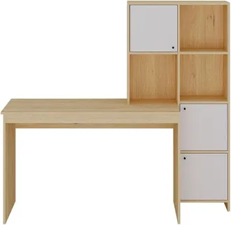 VENTE-UNIQUE.COM Escritorio tradicional efecto madera color natural claro, blanco