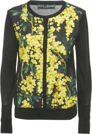 Dolce & Gabbana Cardigan a fiori crop - Nero