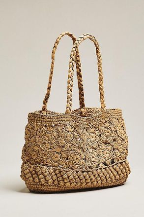 LoveShackFancy Sharlo Crochet Flower Tote Bag