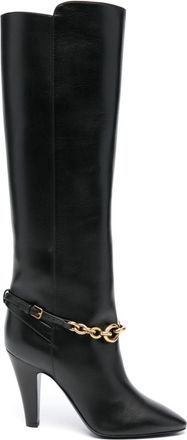 Saint Laurent 100mm Le Maillon boots - women - Leather/Leather/Leather - 38.5 - Black
