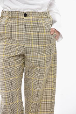 Marni Pantaloni Cropped Fit in Misto Lana Motivo a Quadri Marni