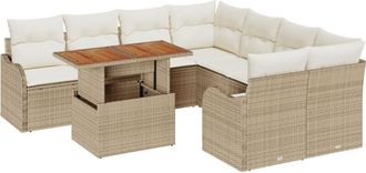 vidaXL Garden Sofa Set with Storage 9 pcs Beige Poly rattan vidaXL