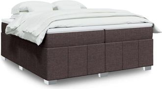 vidaXL Vidaxl - Cama Box Spring Con Colch&oacute;n Tela Marr&oacute;n Oscuro 200x200 Cm