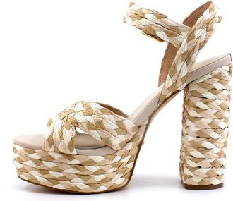 Guess High Heel Sandalen - Dames - Sandalen met hakken - Beige - 39 EU - Leer - Schoenen
