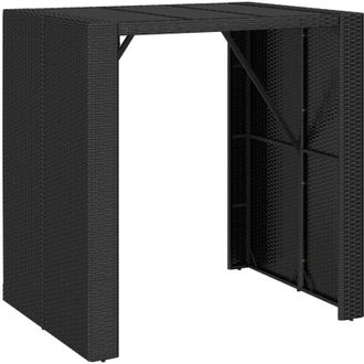 vidaXL Mesa Alta Bar Rat&aacute;n Pe Y Superficie Vidrio Negro 105x80x110 Cm Vidaxl
