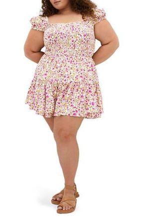City Chic Floral Print Romper in Sweet Pea at Nordstrom Rack, Size 14W