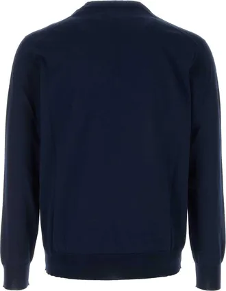 Prada Mens Cotton V-Neck Sweater Navy