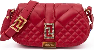 Versace Red Leather Quilted Shoulder Strap Womens Bag