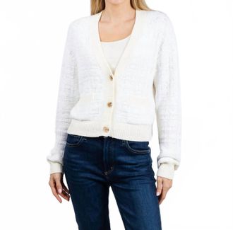 White + Warren Textured Boucle Cardigan In Ivory Tonal