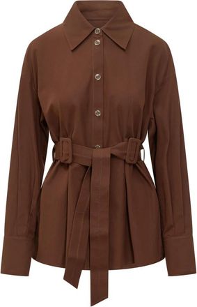 Pinko Cheryl Overshirt - Dames - Zomerjassen - Bruin - XS - Katoen - Jassen