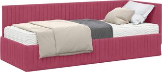 vidaXL Estructura De Cama Esquina Con Colch&oacute;n 2 Uds. Rojo Vino Vidaxl