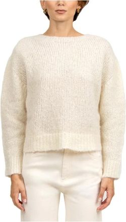 Tela Blauwe Alpaca Trui - Ronde Hals - Dames - Ronde hals truien - Wit - S - Truien & Vesten