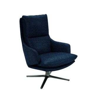 Konte Design Sill&oacute;n giratorio de tela azul noche y base de metal negro