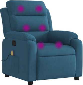 vidaXL Sill&oacute;n De Masaje Reclinable De Terciopelo Azul Vidaxl
