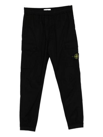 Stone Island Black Cotton Cargo Trousers