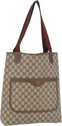 Gucci Pre-owned Tote Bags, female, Beige, Size: ONE SIZE Pre-owned Vintage GG Canvas Tote