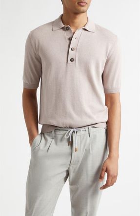 Eleventy Cotton & Cashmere Polo in 26 Dusty Pink at Nordstrom, Size Xxx-Large