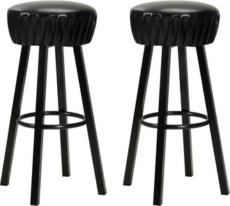 vidaXL Taburetes De Cocina 2 Unidades Cuero Sint&eacute;tico Negro Vidaxl