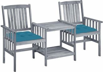 vidaXL Vidaxl - Sillas de jardín con mesita y cojines madera maciza acacia