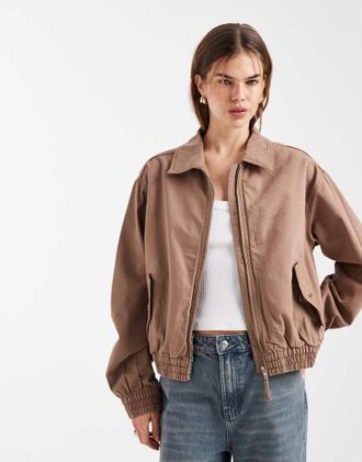 Asos Bomber in cotone slavato marrone