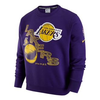 Nike NBA Los Angeles Lakers Courtside Casual Sports Printing Fleece Long Sleeves Purple DH9439-504
