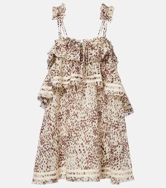The Attico Leopard-print ruffled cotton minidress