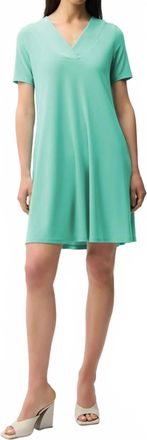 Joseph Ribkoff V-Neck Short Sleeves A-Line Dress In Seafoam