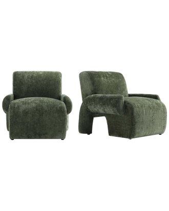 Manhattan Comfort Set Of 2 Modern Verandah Chenille Accent Chairs