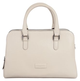 Bugatti Henkeltasche BUGATTI ELSA, Damen, Gr. B/H/T: 32cm x 22cm x 13cm onesize, weiss (wei&szlig;), Leder, leicht gl&auml;nzend, unifarben, Taschen Henkeltasche, echt L