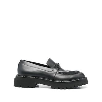 Ferragamo Gancini Chunky Leren Loafers - Heren - Loafers - Zwart - 43 1/2 EU - Katoen - Schoenen