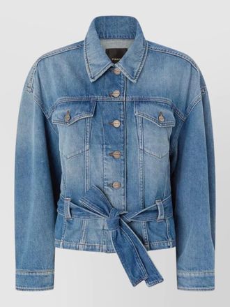 Pinko belted short jacket long sleeves collar