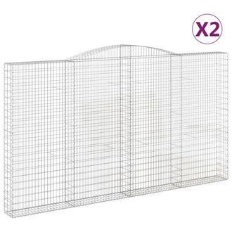 Berkfield Home Arched Gabion Baskets 2 pcs 400x30x220/240 cm Galvanised Iron in Silver