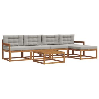 vidaXL Conjunto De Sof&aacute;s De Exterior 6 Pcs Gris Natural Y Claro Vidaxl