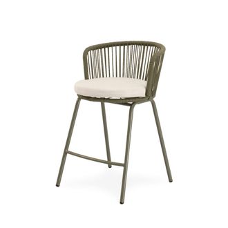 Koketto Home Taburete de exterior verde con cojin